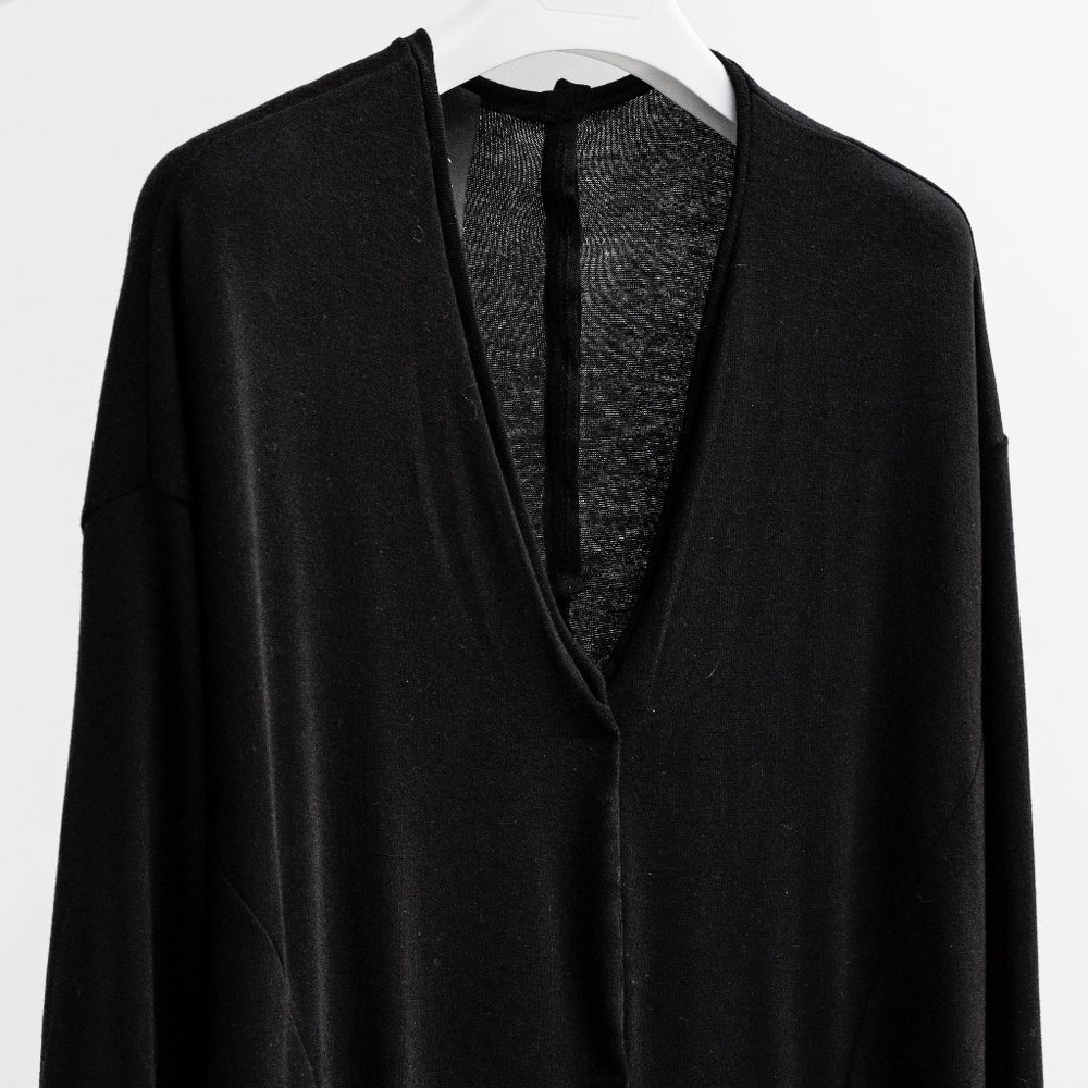 Lotus Eaters Long Black Button Cardigan